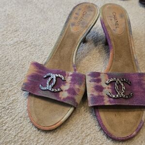 Authentic CHANEL Women's Multicolor Tie-Dye Mules with dust bags no box
